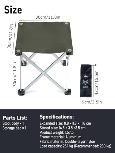 Compact Camping Folding Stool Aluminum Alloy Portable Stool (Green)