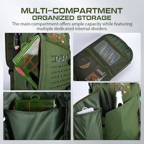Green Tackle Bag with 3600 Trays (Green / 900d Water-resistant Oxford Backpack + (3)3600 Trays)