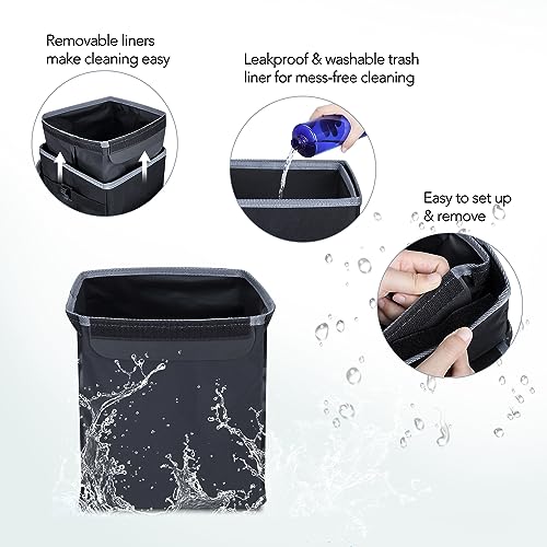 All-in-One Car Trash Can, Garbage Bag for Car with Removable Leakproof Interior Liner, Adjustable Tissue Holder & Straps