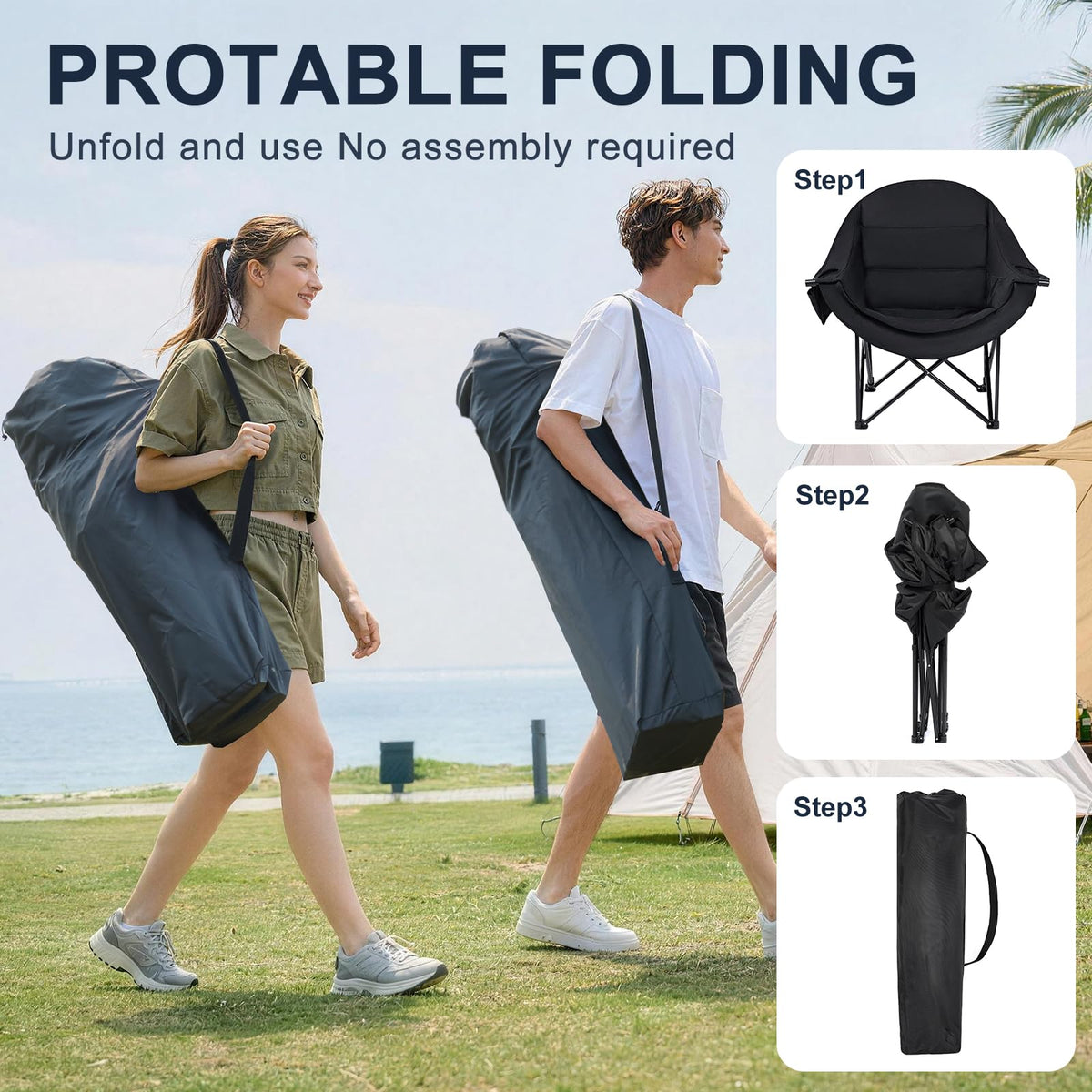 Heated Double Camping Chair (Loveseat Grey)