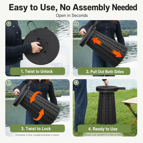 Telescoping Collapsible Stool (Black)