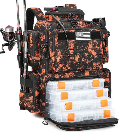 Tactical Fishing Backpack with 4 Tackle Boxes