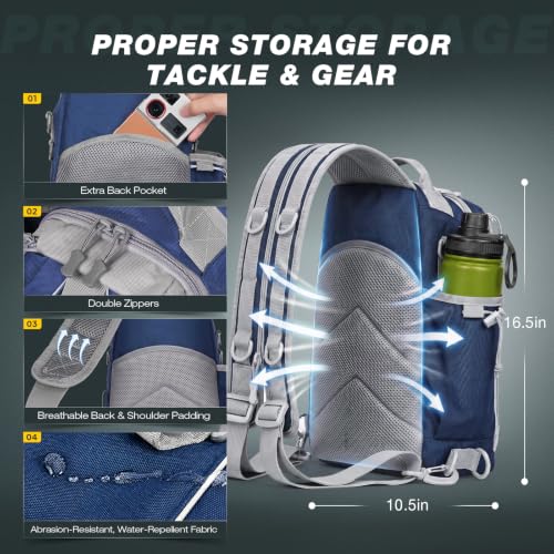 Fishing Backpack with 3600 Tackle Box Fishing Gear Set Tackle Bag (Blue Set)