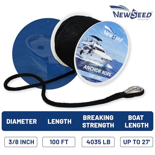 NEWSEED Anchor Line Premium Solid Braid Nylon MFP Anchor Boat Rope