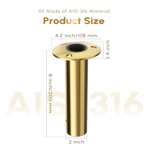 90 Degree Fishing Rod Holder 2 Pack (90 Degree - PVD Gold)