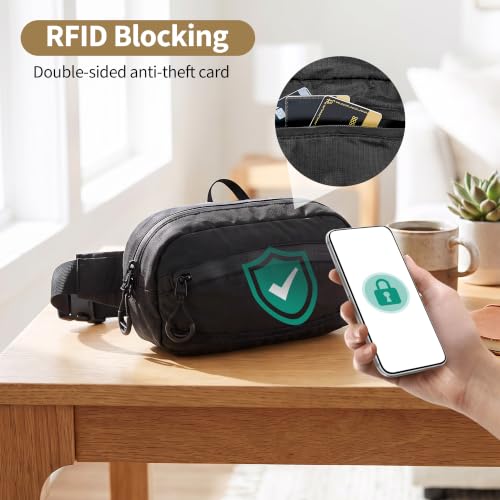 RFID Blocking Fanny Packs for Women and Men Waterproof Crossbody Waist Pack