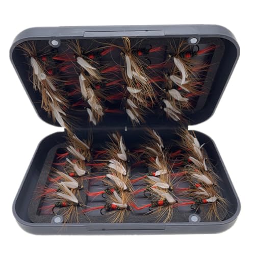 24Pcs Fly Fishing Flies Trout Lures Fishing Tackle Fly Fishing Flies with Boxed Trout Bass Artificial Fish Bait (24Pcs-Royal WulffFly)