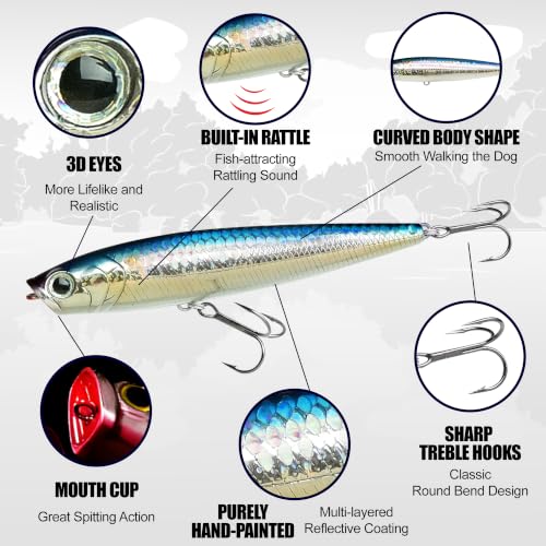 Gunfish 95NF Top Water Bass Fishing Lures (445 French Pearl OB)