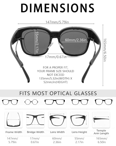 Oversized Sunglasses Over Glasses Polarized UV400 Outdoor Shades