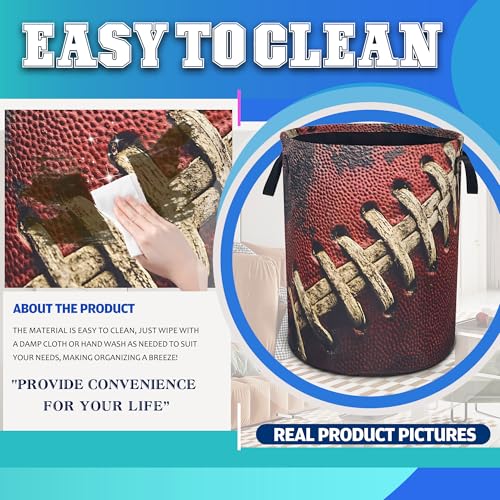 Vintage Football Texture Laundry Basket Foldable Oxford Cloth 18.9x 6.5 In (Vintage Football)