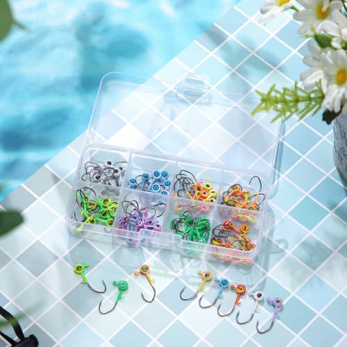 160 Pcs Crappie Jig Heads for Fishing (1/32 oz / Eye with Bait Keeper)