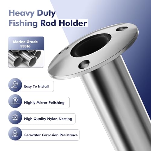 2Pcs Rod Holders for Fishing Boat (Silver - Black Insert / 90 Degree without Cap)
