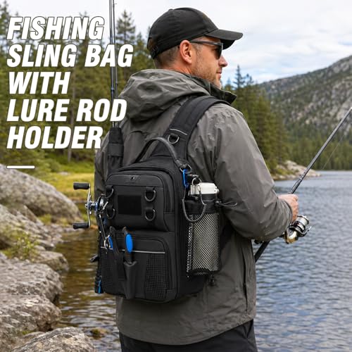 Fishing Bag with Tackle Boxes (Black（Included Fishing Tools Kit）)