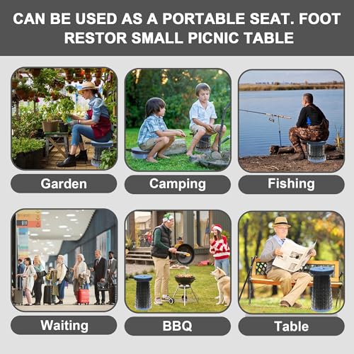 Upgraded Collapsible Stool with Cushion (Navy / 10.24*10.24*18.1 IN)