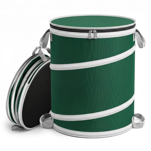 23Gallon Collapsible Pop Up Camping Trash Can with Hard Bottom (Green / 23 Gallons)