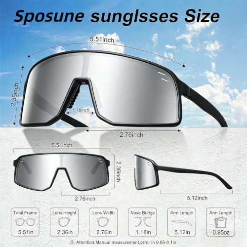 Sunglasses for Men Women (Black &Silver Lens)