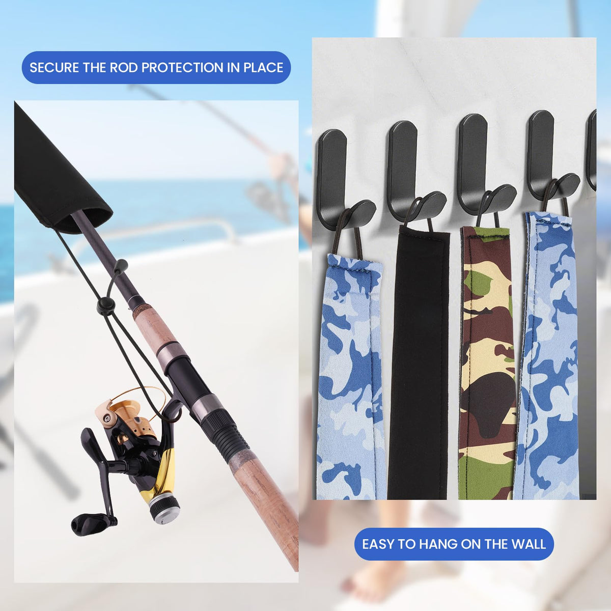 Neoprene Fishing Rod Sleeve Rod Socks for Casting (60" / Black)