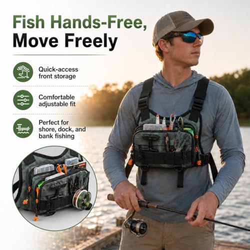 All in One Fishing Chest Pack Tackle Bag with Tackle Box (Green)