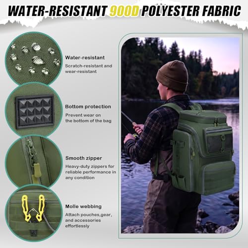 45L Fishing Backpack with Rod Holders & Built