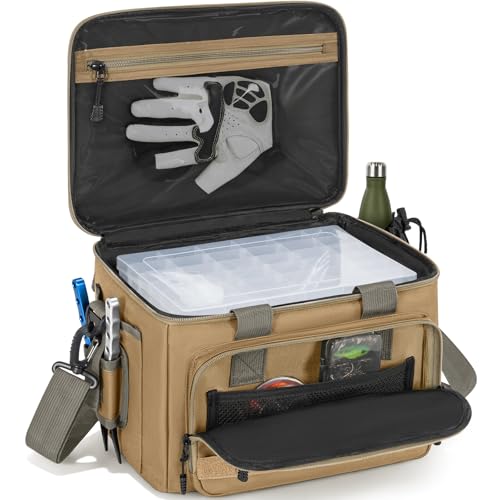 Fishing Tackle Bags with 4 * 3600 Tackle Boxes (Khaki / With 4 Tackle Boxes)