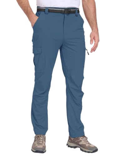 Men's Hiking Cargo Work Pants Lightweight Quick Dry Water Resistant 6 Pockets Fishing Camping Outdoor Stretch Pants Greyblue (XX-Large / Greyblue)