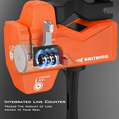 Kalibrate Fishing Line Spooler with 5" Braid Scissors (B: Line Spooler with Counter & Scissor - Orange)