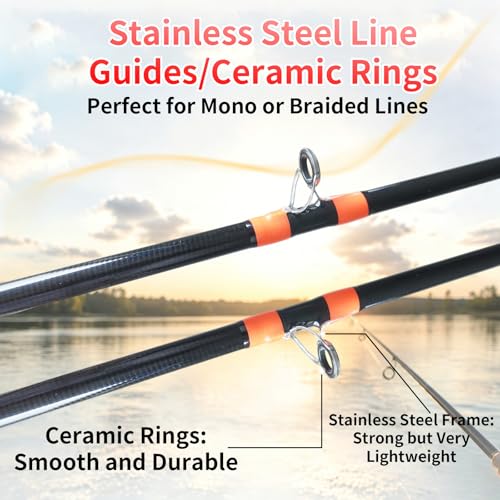 4 Piece Carbon Travel Fishing Rod (ORANGE/black / K-ORANGE-CAST6')