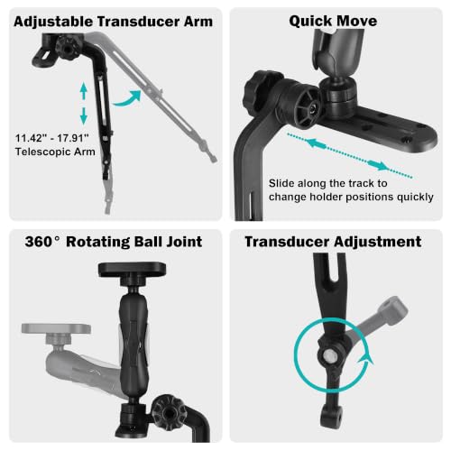 Long Arm Kayak Fish Finder Mount with Transducer Arm (Long Arm(5.9 in))