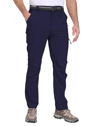 Men's Hiking Cargo Work Pants Lightweight Quick Dry Water Resistant 6 Pockets Fishing Camping Outdoor Stretch Pants Navy (Small / Navy)