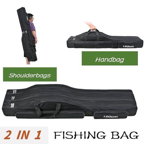 3 Layers Fishing Pole Bag (Black / 150cm/59in)