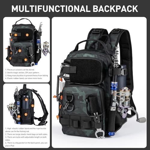 Fishing Kit Backpack Fishing Tool and Tackle Box with Tackle (Camo-462pcs)