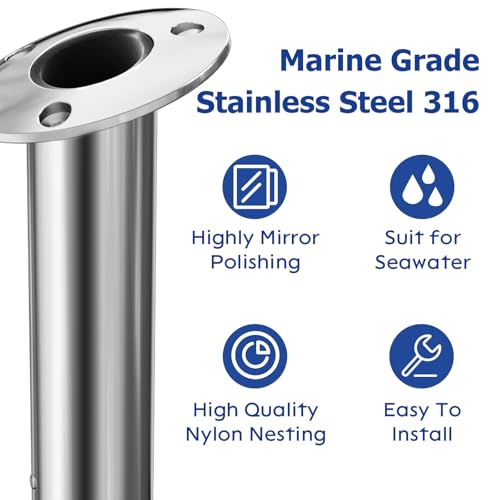 15 Degree Fishing Rod Holder 2 Pack (Stainless Steel - 15 Degree)