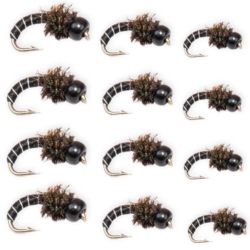 Zebra Midges for Fly Fishing 12 Pack (Black / 4X(18-22))