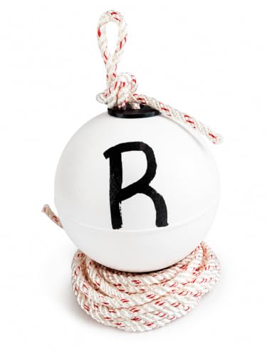 White w/R (Florida Compliant) 6" PVC Fishing Marker Buoy - Crab Trap, Crab Pot & Lobster Trap Float with 30' Sinking Rope & Knot Stopper - 2 Pack (6" / White w/ R (Florida Compliant))