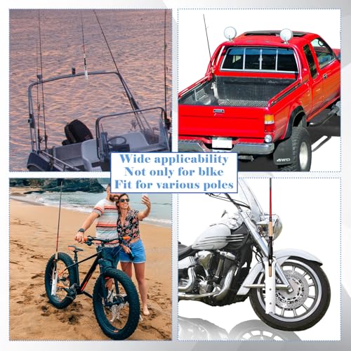 2 Pcs Fishing Rod Holder for Bike Rack Pole Mount Rotatable Fishing Chair Pole Holders with Clamp for Boat Bicycle Motorcycle Kayak Cart (White)