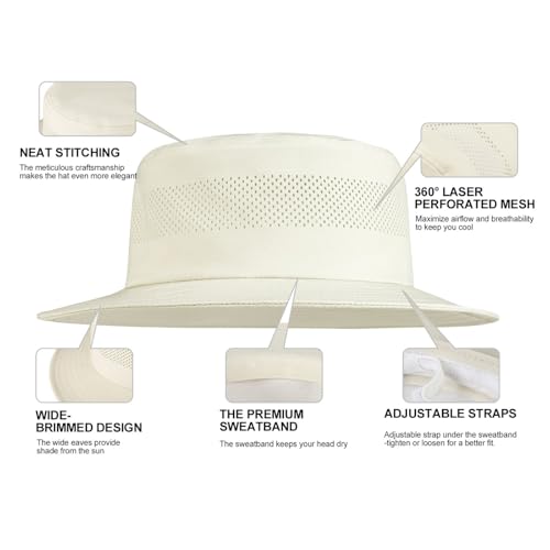 Laser Mesh Cooling Outdoor Bucket Hat (7 1/2 / Khaki)