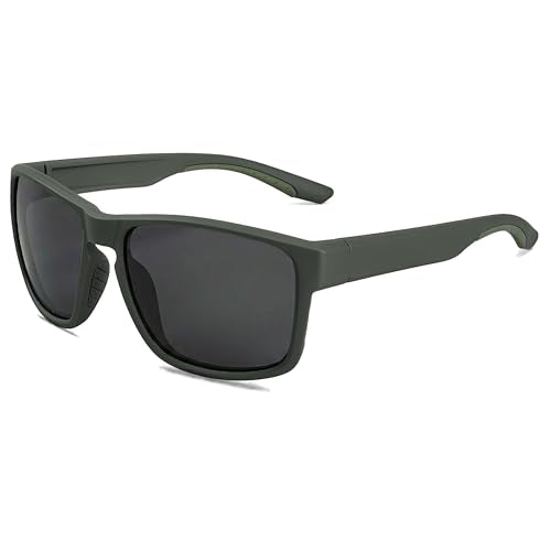 Polarized Sunglasses for Men and Women (C04- Frame: Matte Olive-green / Lens: Gray)