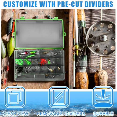 6 Pack Fishing Tackle Box Waterproof 3700 Tackle Tray (Green / 3700)