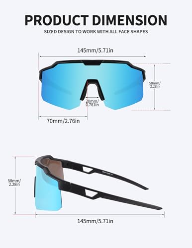 Cycling Sunglasses for Men Women (Black Blue)