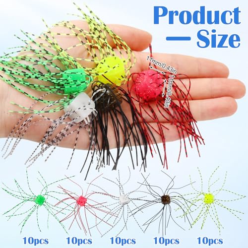 50 Pcs Fuzzy Dice Fishing Lure Dice Baits for Bass