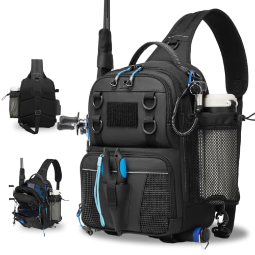 Fishing Bag Lightweight Fishing Tackle Sling Bag with Rod Holder