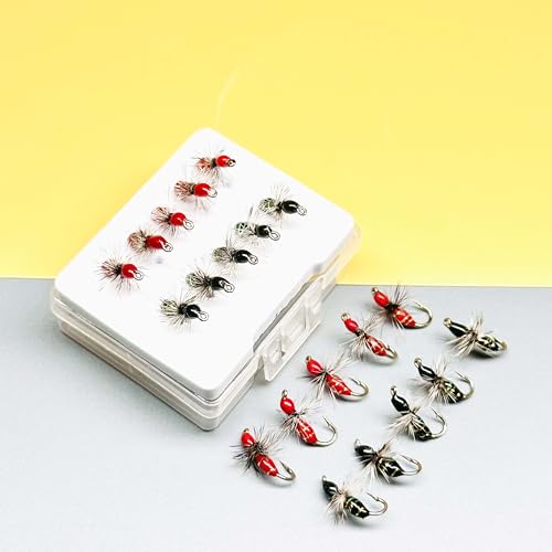 10Pc Hand Tied Fly Flies Fly Fishing Lure (Black&Red)
