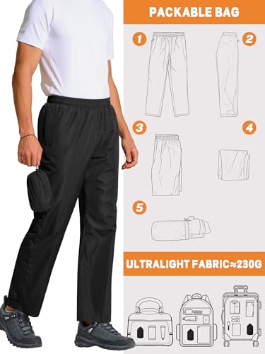 Mens Waterproof Pants Rain Over Pant (34W x 30L / Black)