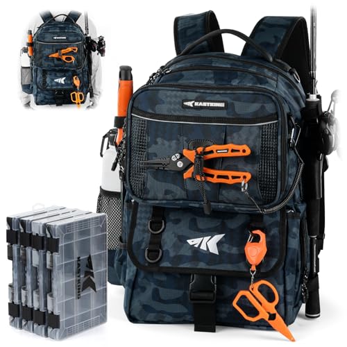 BaitSpace 50L Fishing Backpack with 4 Tackle Boxes