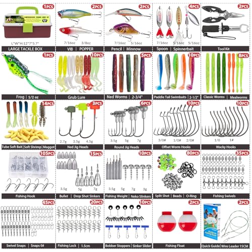 3 Layers Tackle Box with Tackle Included (413pcs Tackle Box Kit)