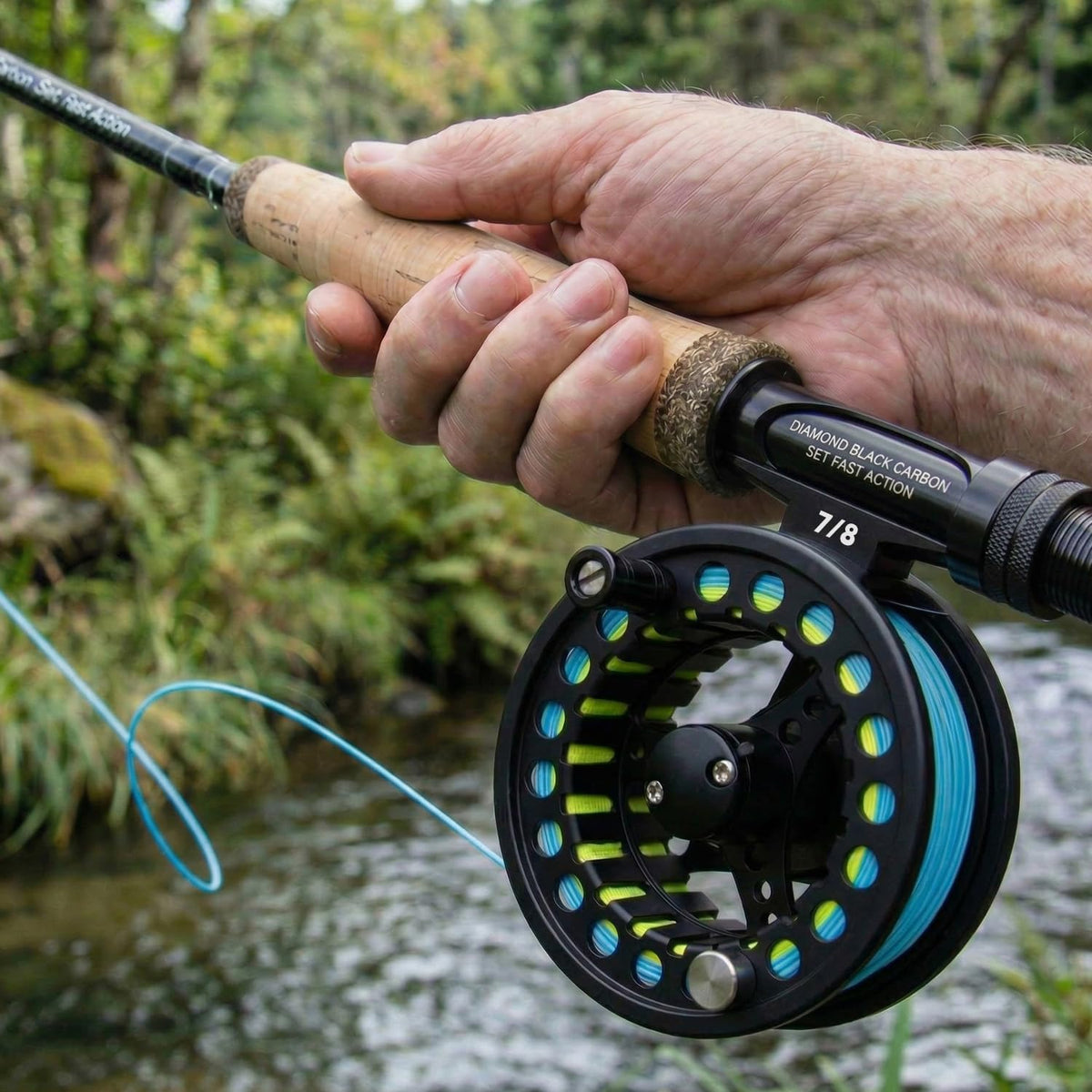 Fly Fishing Reel with Aluminum Alloy Body 7 (Black-7/8)