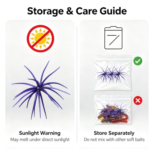 Urchin Baits for Bass Fishing (C-Purple / 3.5in-20pcs)