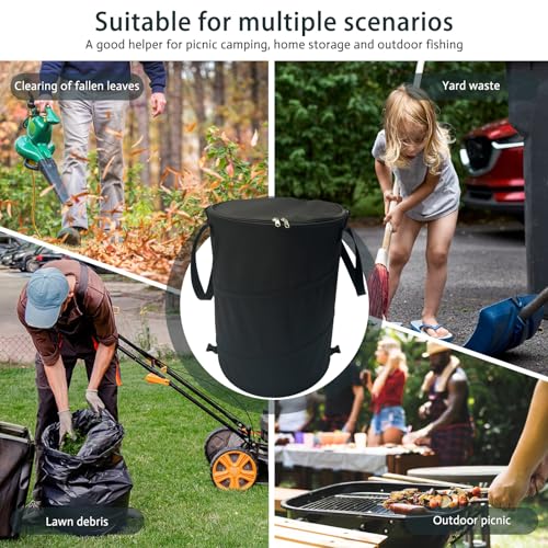 Pop up Camping Trash can with lid (Black)