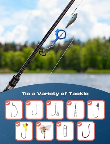 4-in-1 Fishing Knot Tying Tool, Treble Hook Covers Keeps Lures Safe, Hook Sharpener, Lure Wraps for Fishing Rod, Line Cutter Accessories Gifts for Anglers Fishermen (MultiPro, Oceanblue) (Oceanblue / Multipro)