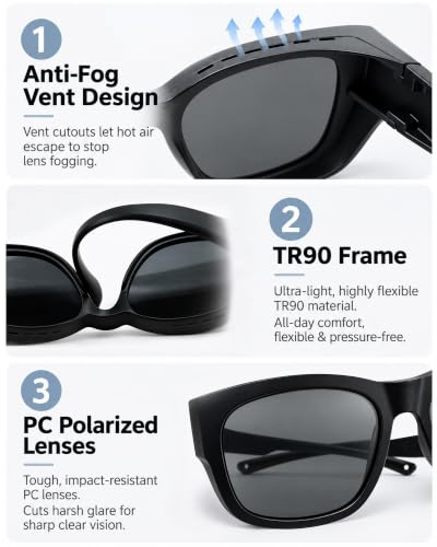 Polarized Sunglasses Wraparound Fit Over Glasses for Men Women